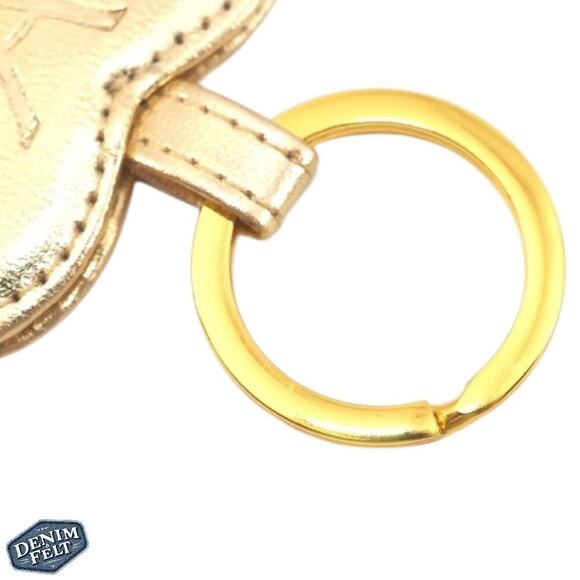 Yves Saint Laurent YSL Gold Tone Leather Heart Shaped Mirror Keychain/Bag Charm - Picture 9 of 9